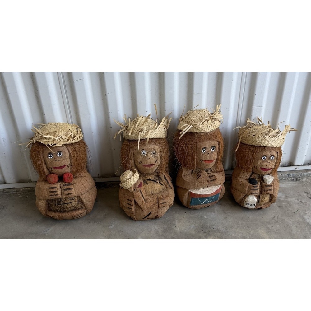 Tiki Bar! Summertime!  Coconut People Bongos, Drinks, Baby Monkey  Pool Side‎